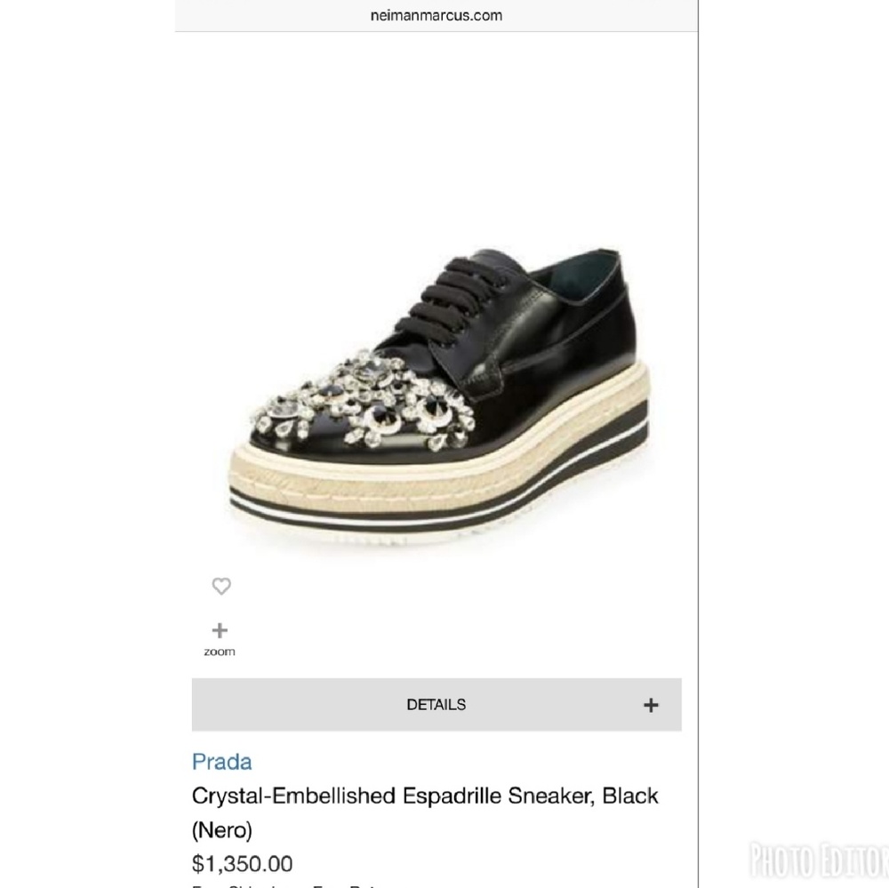 Authentic Prada Embellished Espadrille Sneakers